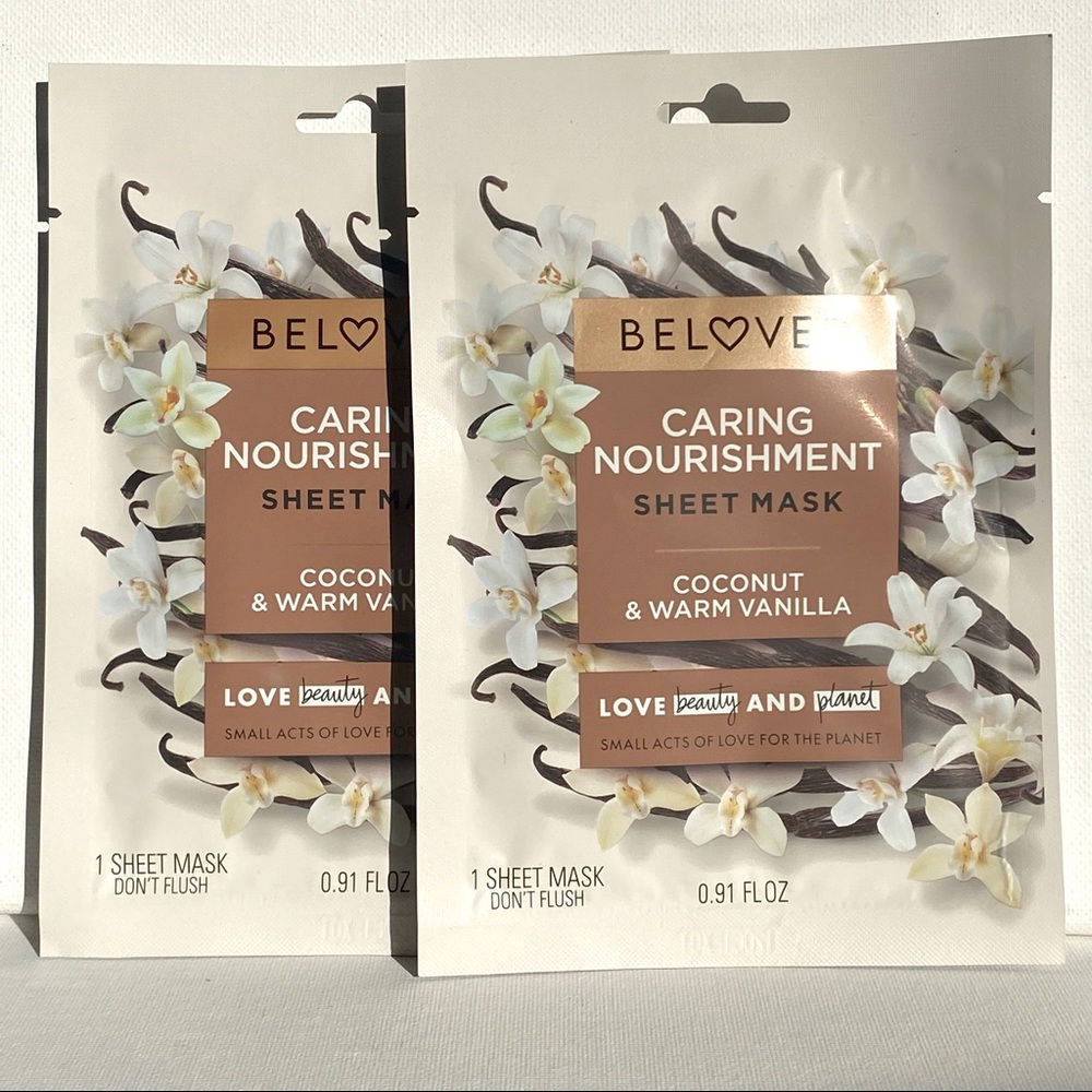 🔥5/$25🔥TWO Beloved Caring Nourishment Sheet Masks - Coconut & Warm Vanilla